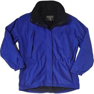 Eddie Bauer Women's Rain Wind‎ Polartec Jacket Coat Blue Size Med Zip Snap Hood
